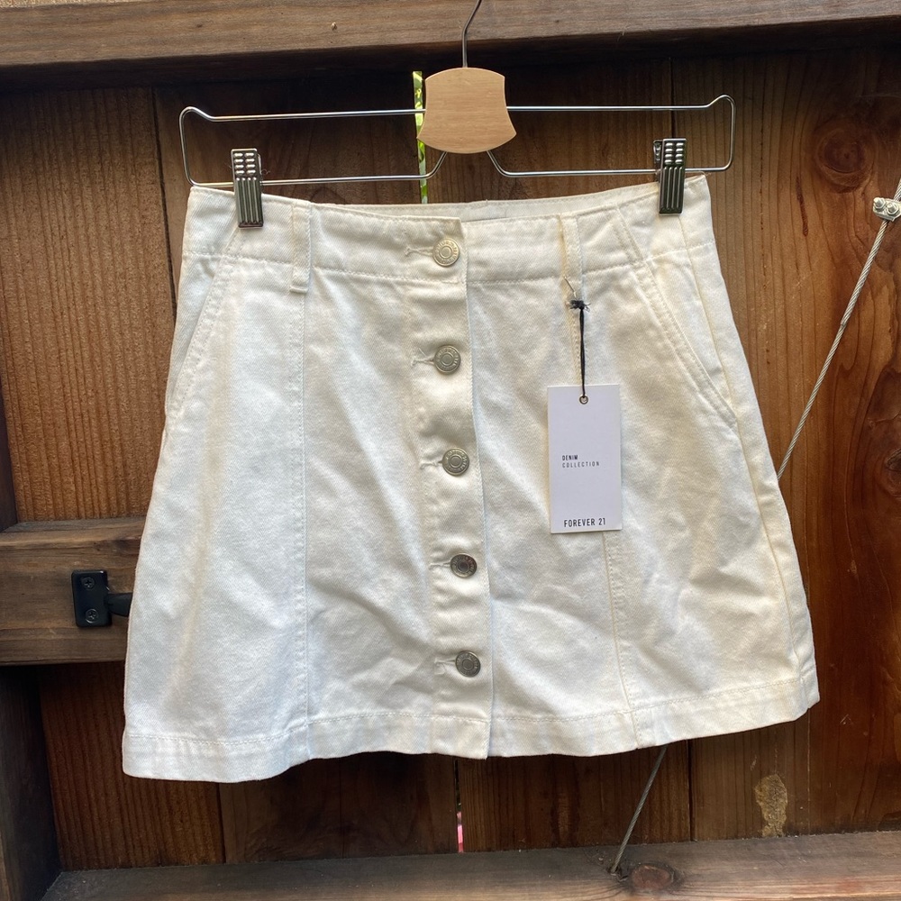 Forever 21 White Denim Skirt